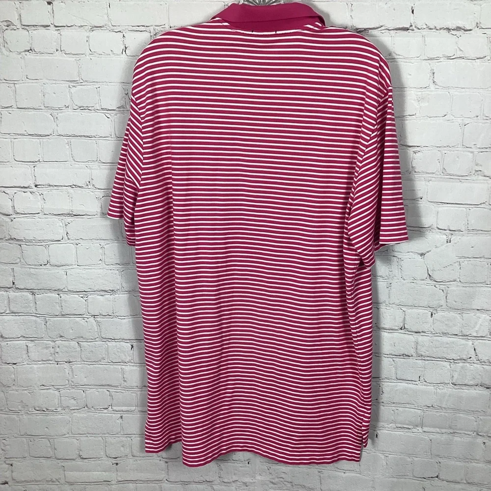 POLO‎ Ralph Lauren Performance Golf Shirt Pink White Pinstripes Men’s Size Large
